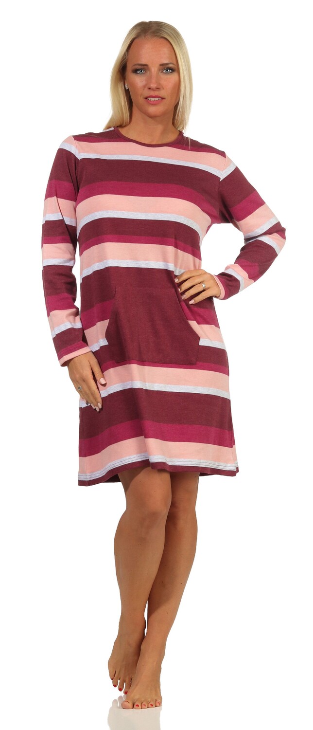 Ночная рубашка NORMANN Kuschel interlock Streifen und aufgesetzter Tasche, розовый 
Ночная рубашка NORMANN Kuschel interlock Streifen und aufgesetzter Tasche, розовый