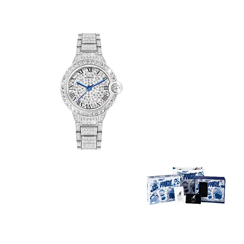KANGOL Кварцевые женские часы с металлическим браслетом и серебристым циферблатом
KANGOL Кварцевые женские часы с металлическим браслетом и серебристым циферблатом