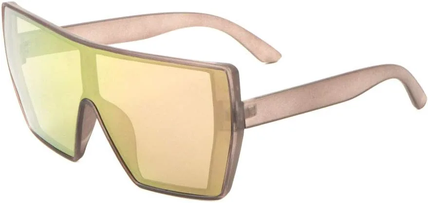 Солнцезащитные очки с цветными зеркальными линзами, плоской верхней частью, изогнутыми геометрическими линзами и цельной линзой Sunglasses Luxe, Brown Crystal
Солнцезащитные очки с цветными зеркальными линзами, плоской верхней частью, изогнутыми геометрическими линзами и цельной линзой Sunglasses Luxe, Brown Crystal