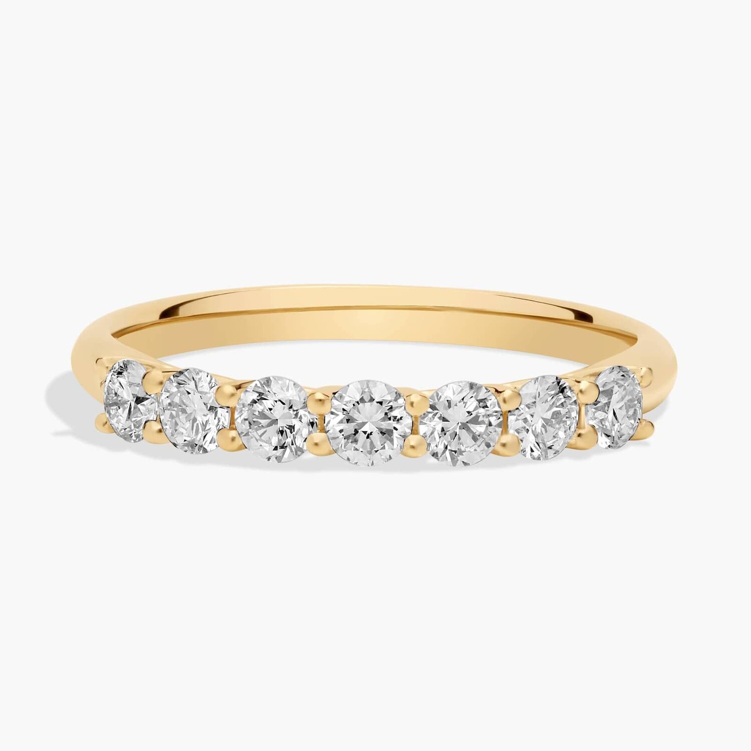 Кольцо с выращенными в лаборатории бриллиантами «Seven Sone Trellis» из желтого золота 14 карат (1/2 карата, два карата — FG / VS2-SI1) Blue Nile