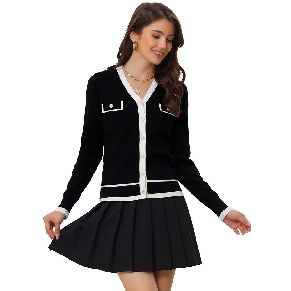 Женский классический свитер в рубчик с длинным рукавом на пуговицах и V-образным вырезом, вязаный кардиган ALLEGRA K, черный
Женский классический свитер в рубчик с длинным рукавом на пуговицах и V-образным вырезом, вязаный кардиган ALLEGRA K, черный