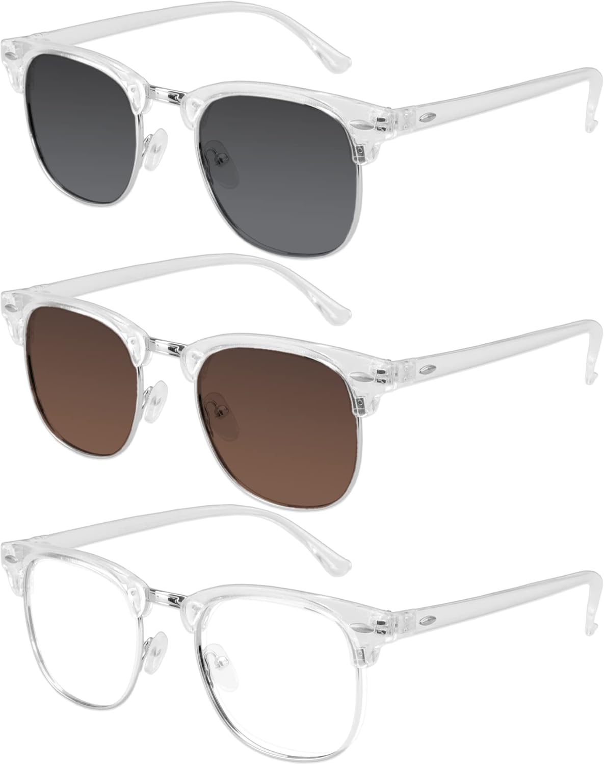 YEIN Набор из 3 квадратных солнцезащитных очков для женщин и мужчин в стиле ретро, модные линзы 3 цветов (включая очки для защиты от синего света), Coexist_clear Silver
YEIN Набор из 3 квадратных солнцезащитных очков для женщин и мужчин в стиле ретро, модные линзы 3 цветов (включая очки для защиты от синего света), Coexist_clear Silver