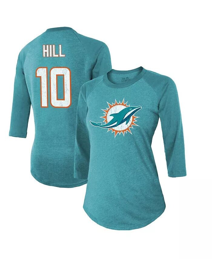 Женская футболка с принтом Tyreek Hill Aqua Miami Dolphins, имя и номер, футболка реглан с рукавами 3/4 Majestic
Женская футболка с принтом Tyreek Hill Aqua Miami Dolphins, имя и номер, футболка реглан с рукавами 3/4 Majestic