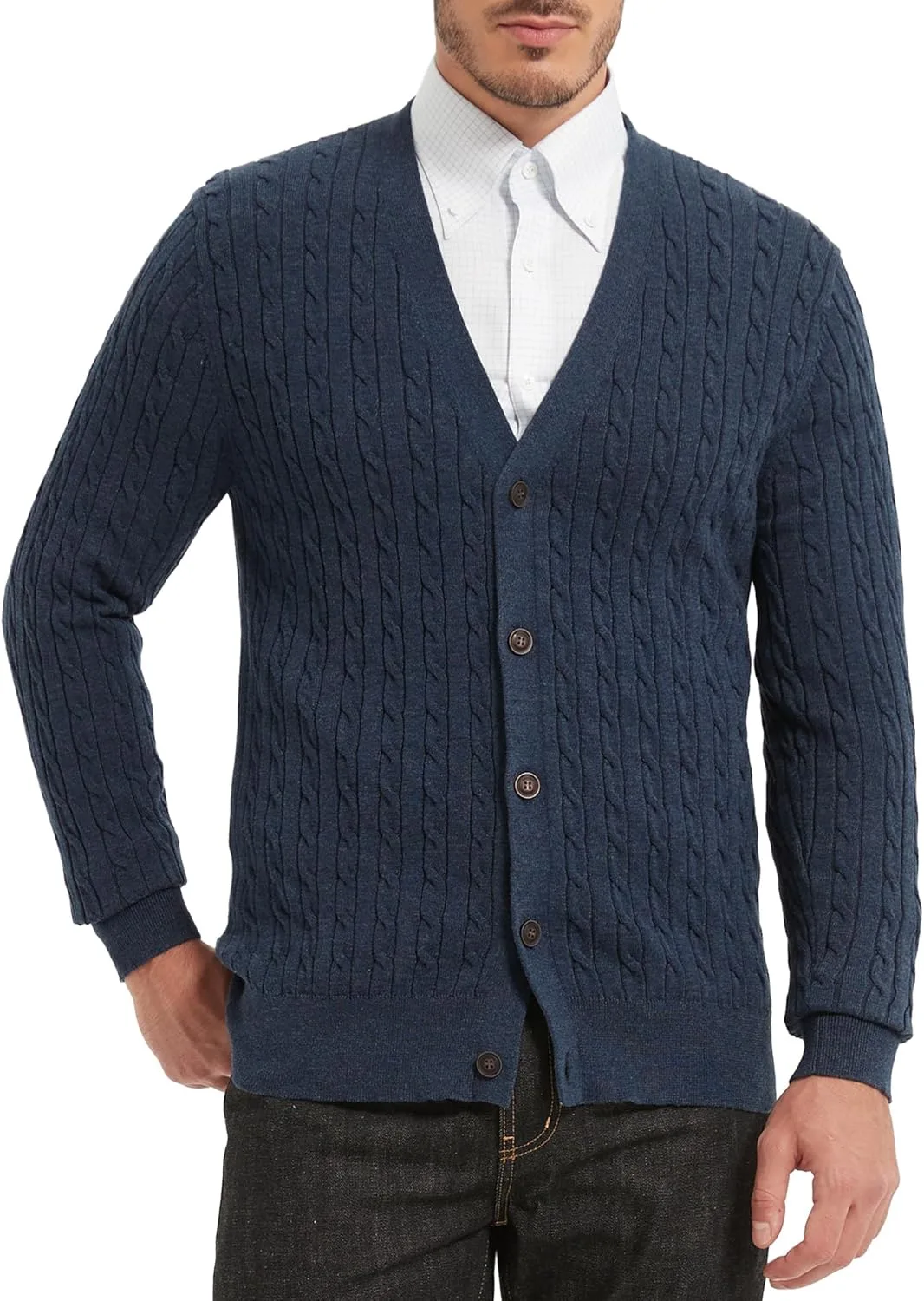 Мужской кардиган Kallspin из чистого хлопка с воротником V-образной формы
Мужской кардиган Kallspin из чистого хлопка с воротником V-образной формы