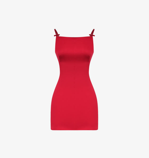Изящное мини-платье из атласа с квадратным вырезом и трапециевидным вырезом House Of Cb, цвет scarlet