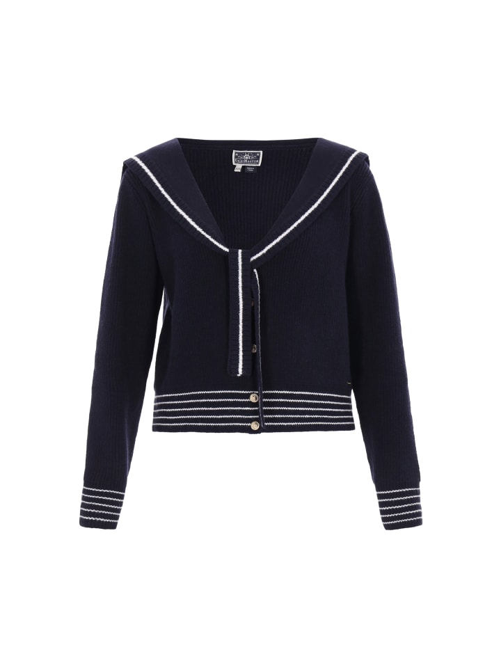 DreiMaster Женский кардиган темно-синего и кремового цвета
DreiMaster Женский кардиган темно-синего и кремового цвета