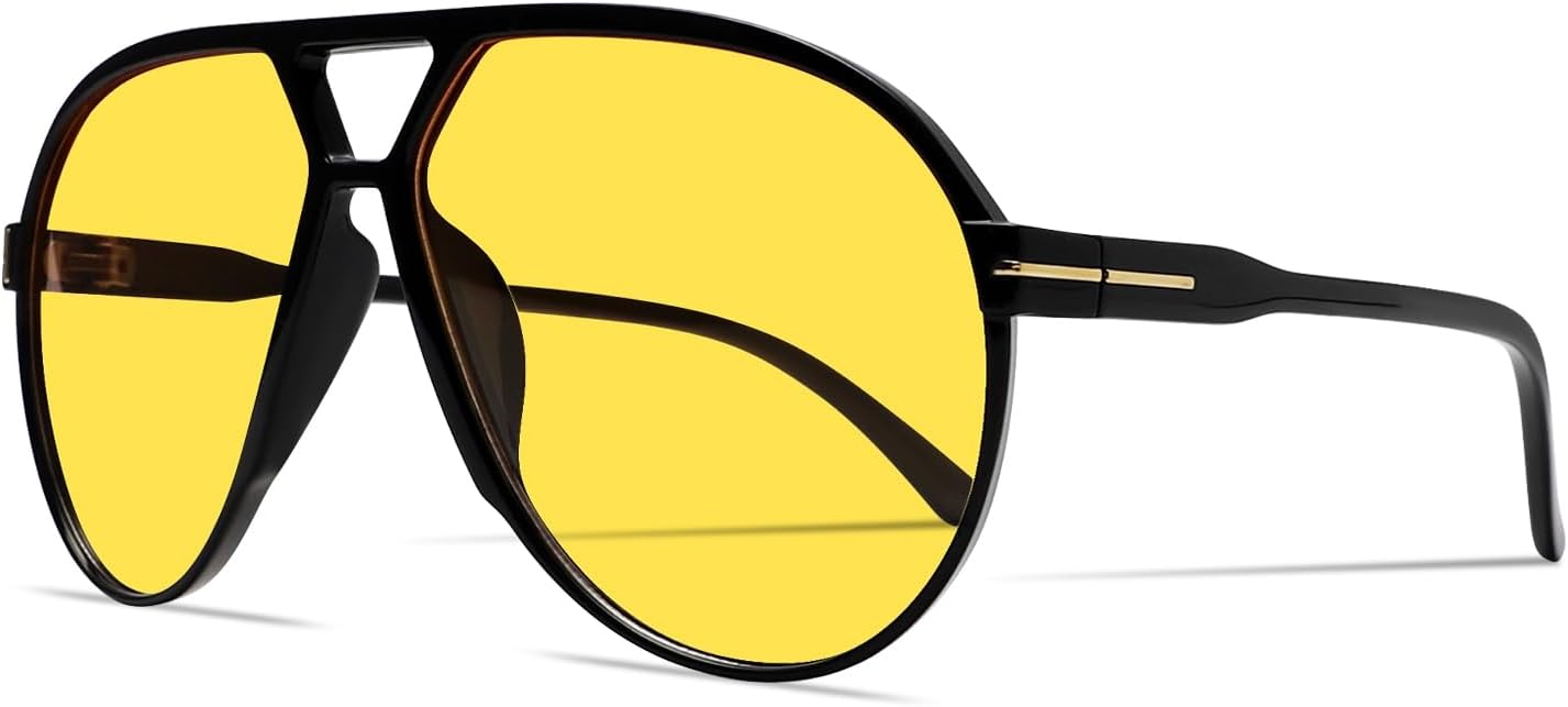 Ретро-солнцезащитные очки-авиаторы для женщин и мужчин, большие, классические, винтажные, в стиле 70-х, модные, не спутываются, квадратные, солнцезащитные очки-авиаторы GUVIVI, Black Frame - Yellow Lens
Ретро-солнцезащитные очки-авиаторы для женщин и мужчин, большие, классические, винтажные, в стиле 70-х, модные, не спутываются, квадратные, солнцезащитные очки-авиаторы GUVIVI, Black Frame - Yellow Lens