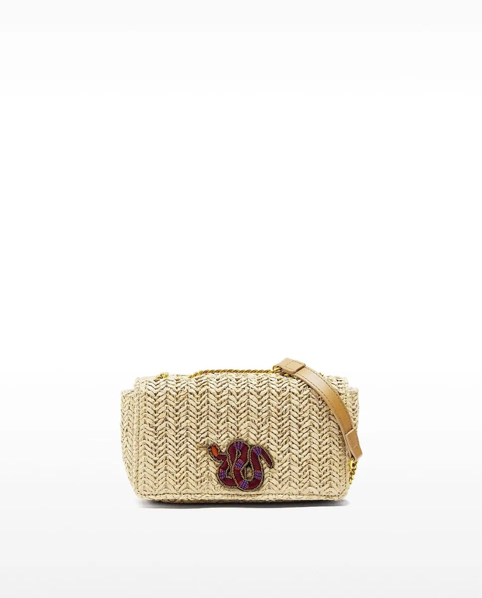 Сумка для вечеринки, трансформирующаяся в сумку через плечо, эффект рафии, с клапаном и внешней деталью из змеиной кожи Parfois, бежевый
Сумка для вечеринки, трансформирующаяся в сумку через плечо, эффект рафии, с клапаном и внешней деталью из змеиной кожи Parfois, бежевый