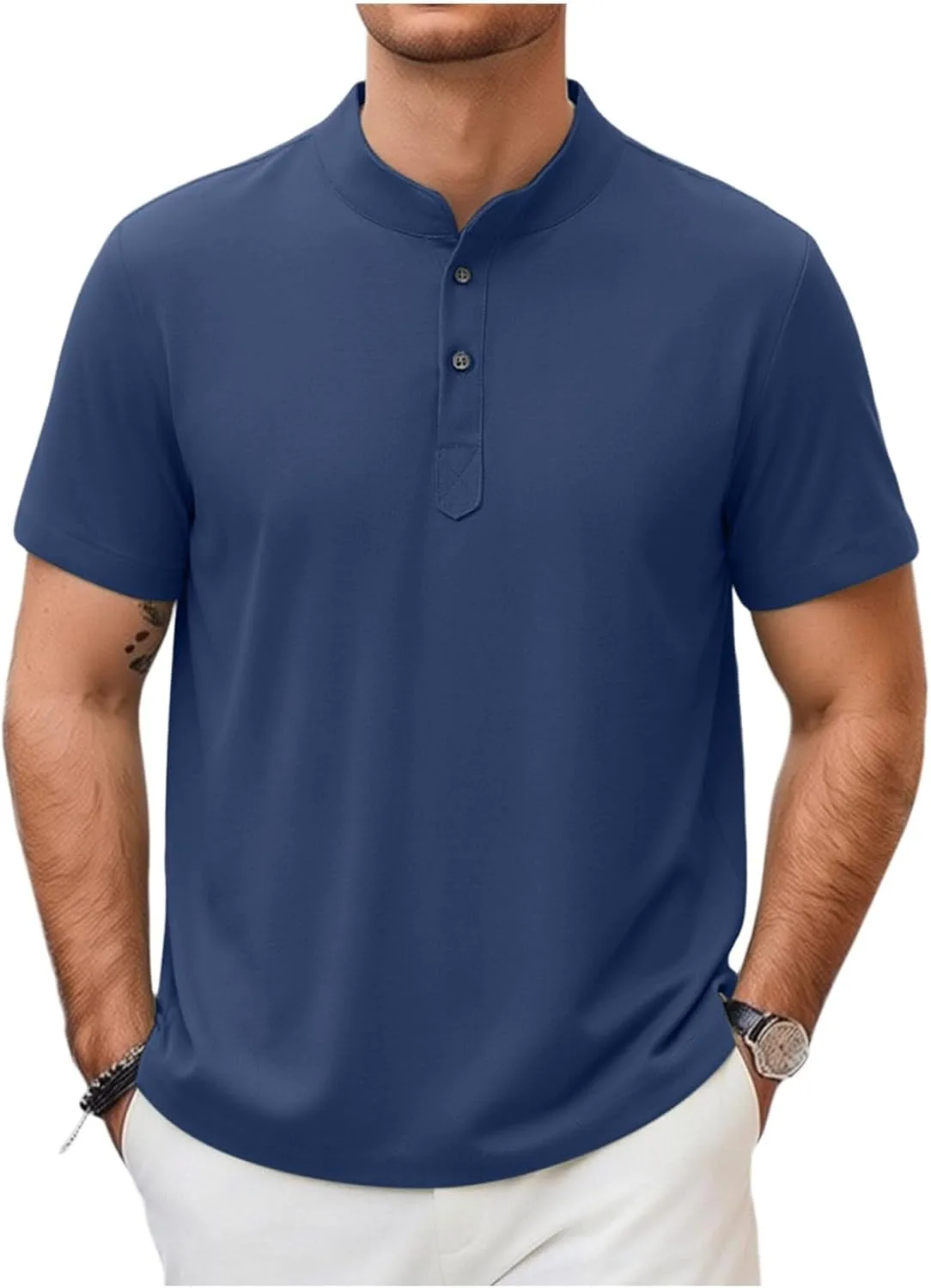 Мужская летняя футболка Henley Plus Size с воротником стойкой и коротким рукавом
Мужская летняя футболка Henley Plus Size с воротником стойкой и коротким рукавом