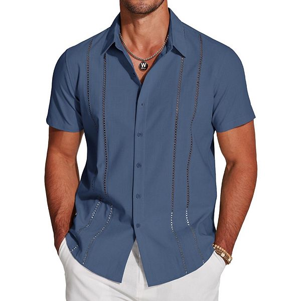 Рубашка мужская короткий рукав Button down, летняя пляжная, лен Coofandy, Dark Blue
Рубашка мужская короткий рукав Button down, летняя пляжная, лен Coofandy, Dark Blue