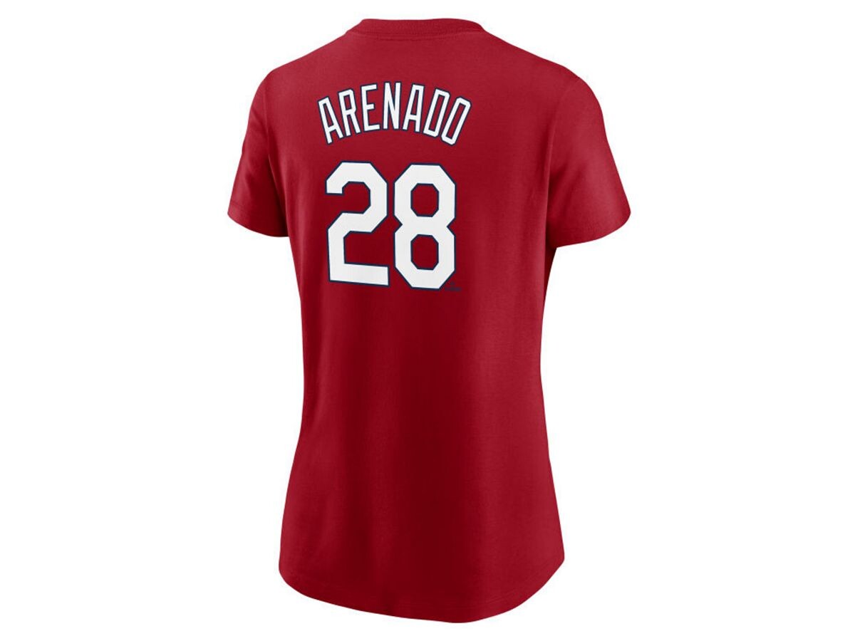 Женская футболка с именем и номером игрока St. Louis Cardinals — Nolan Arenado Nike, красный
Женская футболка с именем и номером игрока St. Louis Cardinals — Nolan Arenado Nike, красный