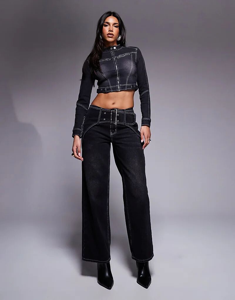 Джинсы Liquor N Poker с пряжкой и контрастной строчкой, черного цвета с потертостями
Джинсы Liquor N Poker с пряжкой и контрастной строчкой, черного цвета с потертостями