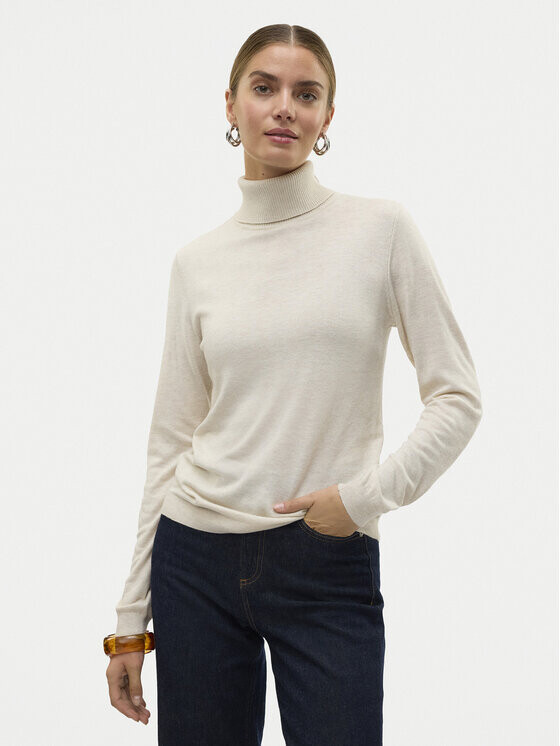 Свитер с высоким воротником приталенного кроя Vero Moda, бежевый
Свитер с высоким воротником приталенного кроя Vero Moda, бежевый