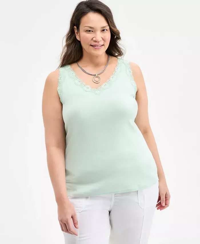 Топ с кружевной отделкой больших размеров Style & Co, зеленый
Топ с кружевной отделкой больших размеров Style & Co, зеленый