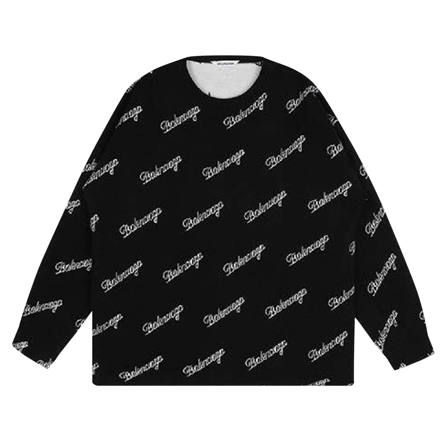 Круглый вырез с логотипом Balenciaga, цвет Черный/Белый 
Круглый вырез с логотипом Balenciaga, цвет Черный/Белый