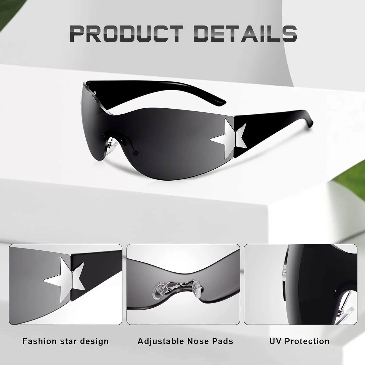 Солнцезащитные очки Eiuizah Y2k для женщин и мужчин, модель Shield Wrap Around Fashion Sunglasses, модные солнцезащитные очки большого размера без оправы, Clear Pink
Солнцезащитные очки Eiuizah Y2k для женщин и мужчин, модель Shield Wrap Around Fashion Sunglasses, модные солнцезащитные очки большого размера без оправы, Clear Pink