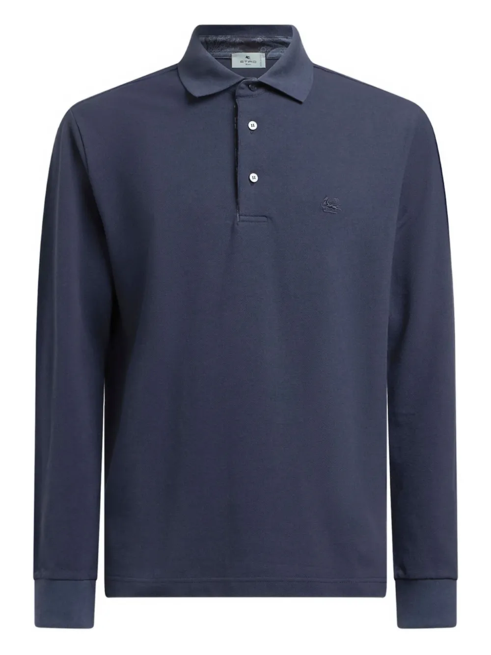 Рубашка-поло с длинными рукавами и вышитым логотипом ETRO, синий 
Рубашка-поло с длинными рукавами и вышитым логотипом ETRO, синий