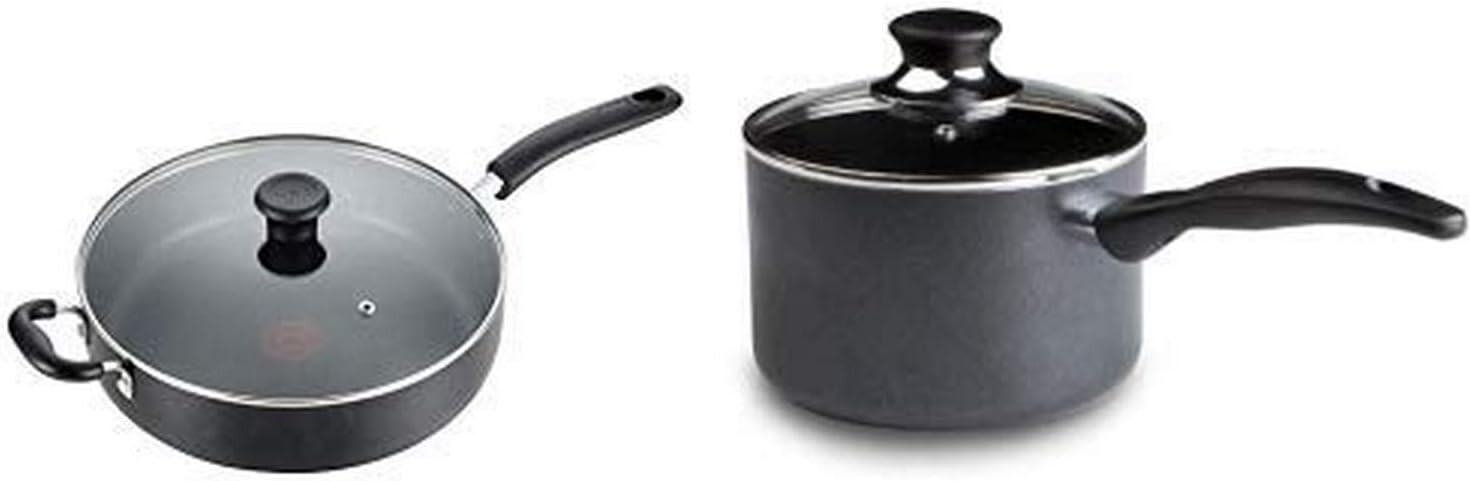 T-fal B36290 Специальное антипригарное покрытие, 5 шт. Сотейник Jumbo Cooker со стеклянной крышкой, черный И T-Fal Specialty, удобная кастрюля на 3 литра со стеклянной крышкой, Black
T-fal B36290 Специальное антипригарное покрытие, 5 шт. Сотейник Jumbo Cooker со стеклянной крышкой, черный И T-Fal Specialty, удобная кастрюля на 3 литра со стеклянной крышкой, Black