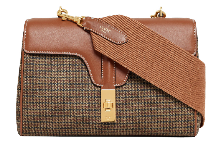 16-клетчатая мягкая шерстяная ткань с наплечной сумкой из телячьей кожи, кроссбоди женская beige/tan CELINE
16-клетчатая мягкая шерстяная ткань с наплечной сумкой из телячьей кожи, кроссбоди женская beige/tan CELINE