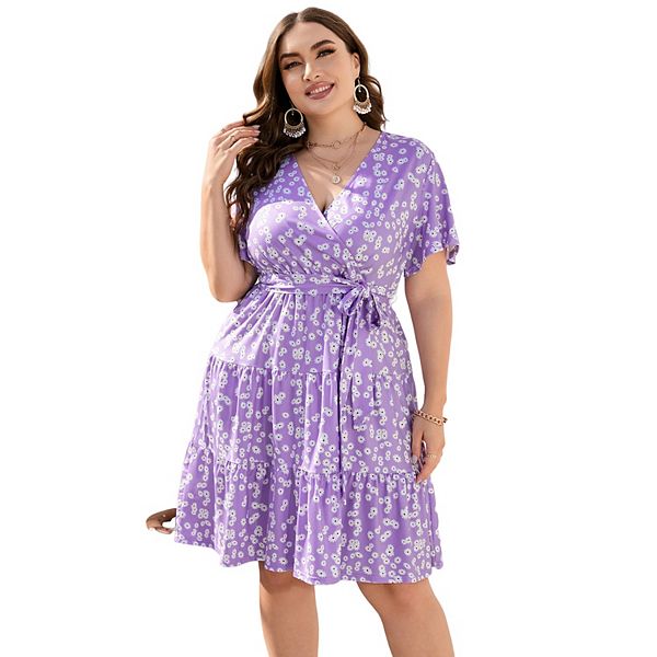 Женское платье плюс сайз с v-образным вырезом и поясом Kojooin, Purple Flower
Женское платье плюс сайз с v-образным вырезом и поясом Kojooin, Purple Flower