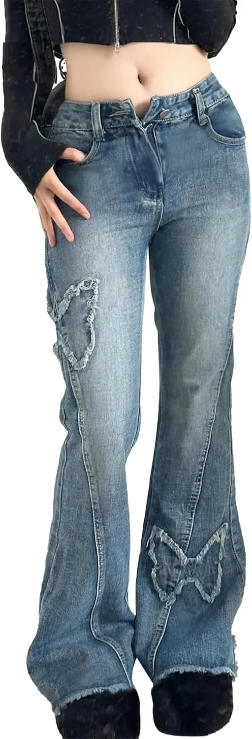 Женские джинсы Petite Flare Y2K с бабочками Sunidol
Женские джинсы Petite Flare Y2K с бабочками Sunidol