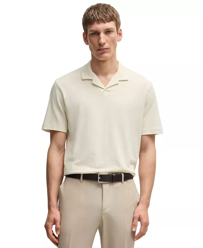 Мужская хлопковая поло-рубашка свободного кроя из льна Hugo Boss, белый
Мужская хлопковая поло-рубашка свободного кроя из льна Hugo Boss, белый