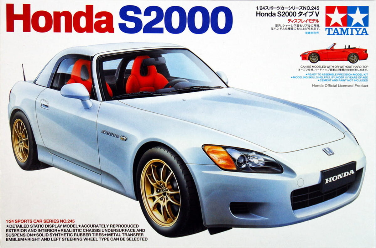 Tamiya 24245 1:24 Honda S2000 (версия 2001 года)
Tamiya 24245 1:24 Honda S2000 (версия 2001 года)