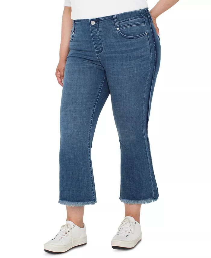 Укороченные расклешенные джинсы Gia Glider больших размеров с бахромой и низом Liverpool Los Angeles, синий 
Укороченные расклешенные джинсы Gia Glider больших размеров с бахромой и низом Liverpool Los Angeles, синий