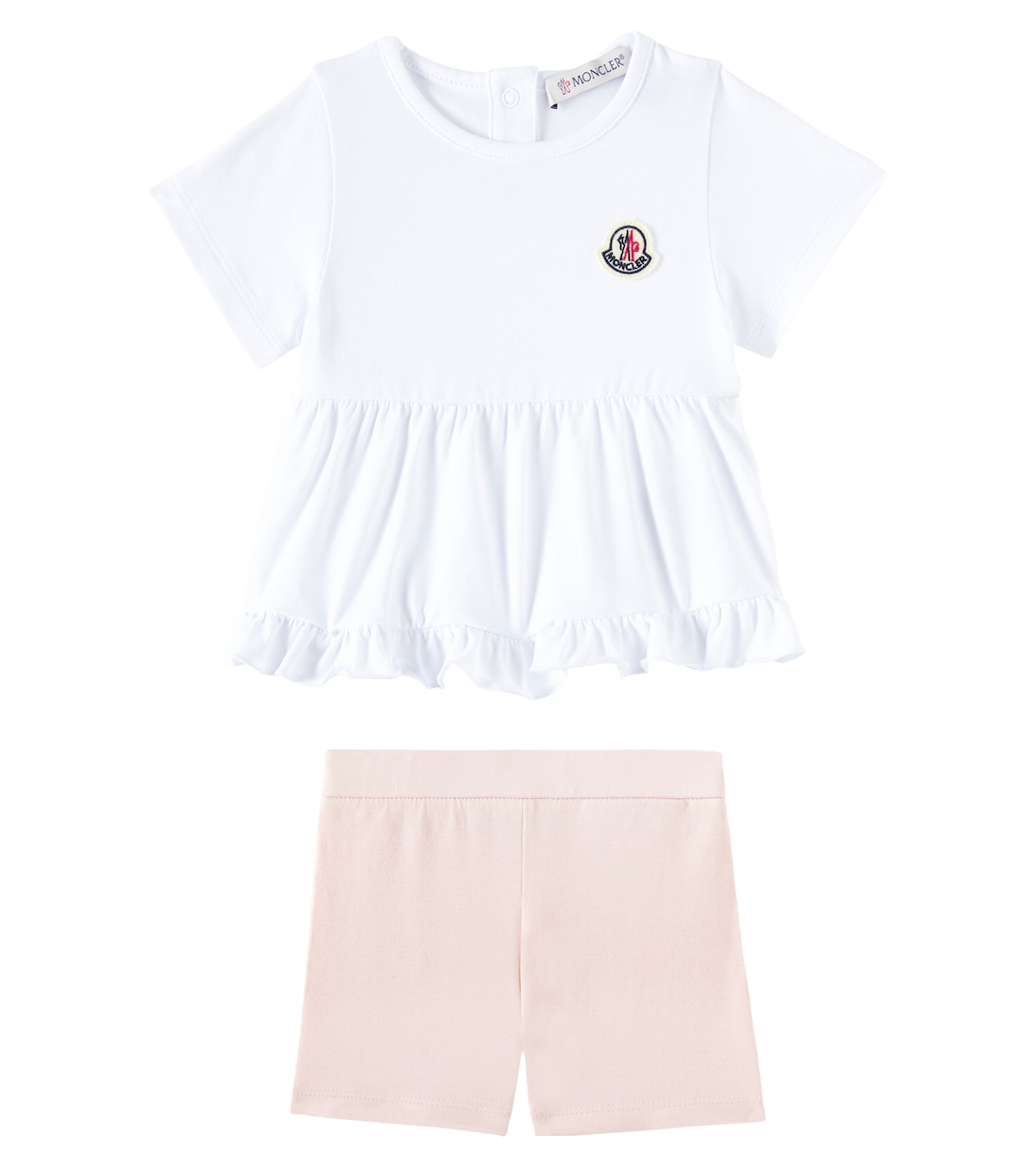 Комплект из детской футболки и шорт из хлопковой смеси Moncler Enfant, розовый
Комплект из детской футболки и шорт из хлопковой смеси Moncler Enfant, розовый