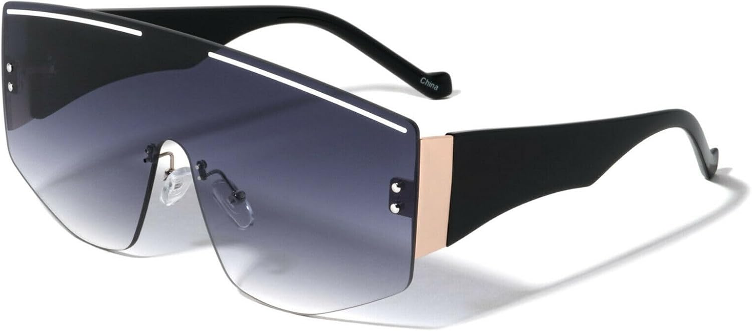 Спортивные солнцезащитные очки Dweebzilla Futuristic Rimless XL Oversized One Piece Shield Lens без оправы, увеличенного размера, цельной конструкции, Black & Gold Frame - Black Gradient Lens
Спортивные солнцезащитные очки Dweebzilla Futuristic Rimless XL Oversized One Piece Shield Lens без оправы, увеличенного размера, цельной конструкции, Black & Gold Frame - Black Gradient Lens