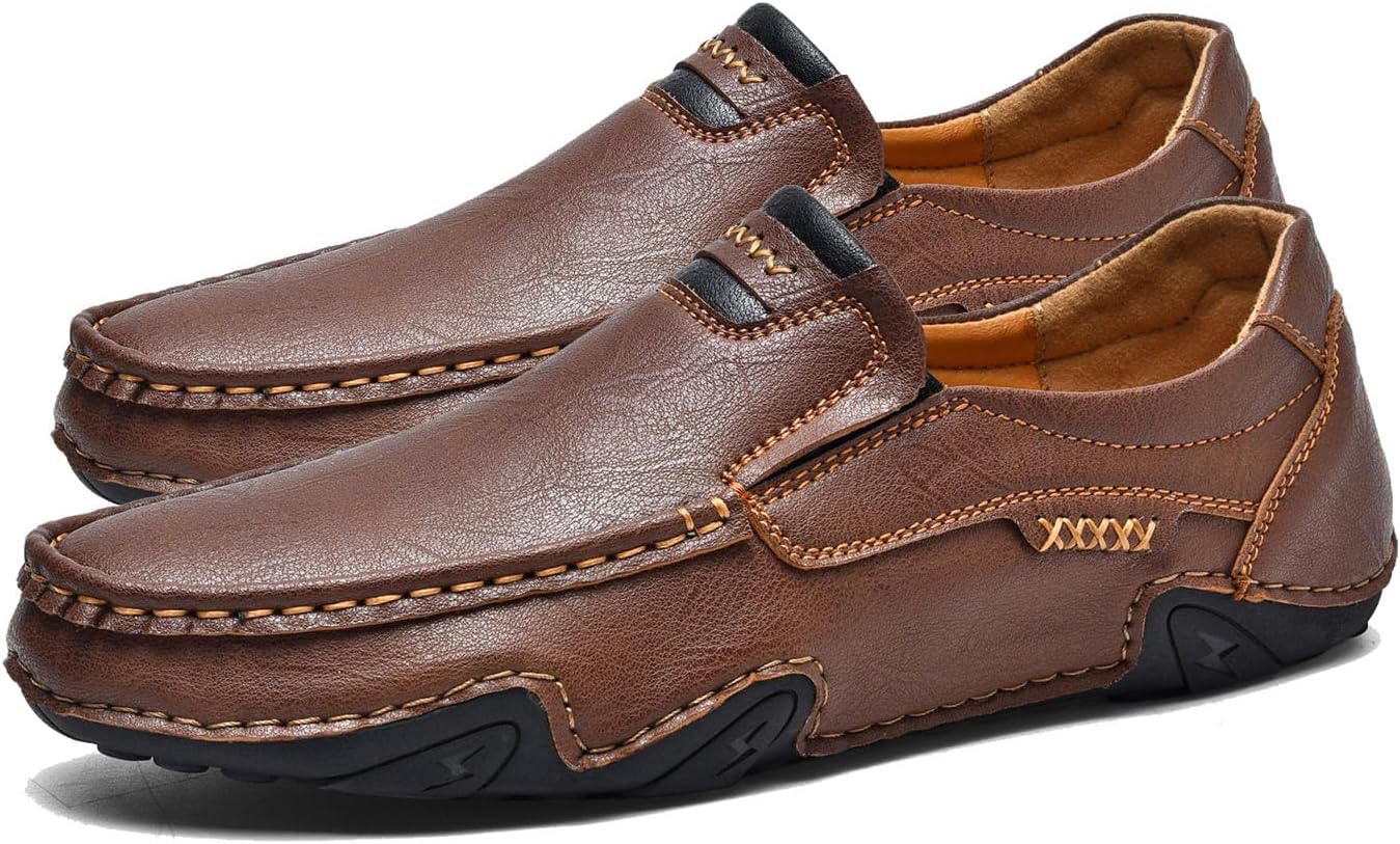 Мужские классические кожаные лоферы с плоской подошвой, прошитые, для деловой носки, комфортные для улицы, нескользящие, легкие, повседневные туфли Odipon, коричневый
Мужские классические кожаные лоферы с плоской подошвой, прошитые, для деловой носки, комфортные для улицы, нескользящие, легкие, повседневные туфли Odipon, коричневый