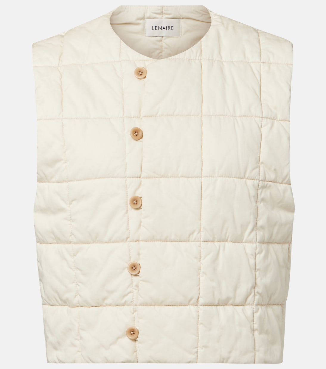 Стеганый хлопковый жилет-пуховик Lemaire, Creamy White
Стеганый хлопковый жилет-пуховик Lemaire, Creamy White
