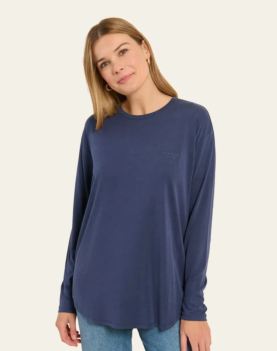 Женская футболка с длинным рукавом и прямым кроем Naf Naf, темно-синий
Женская футболка с длинным рукавом и прямым кроем Naf Naf, темно-синий