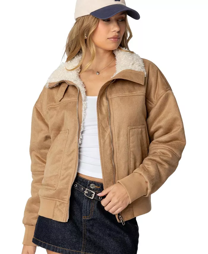 Женская куртка-бомбер из искусственной замши и овчины Edikted, коричневый/бежевый
Женская куртка-бомбер из искусственной замши и овчины Edikted, коричневый/бежевый