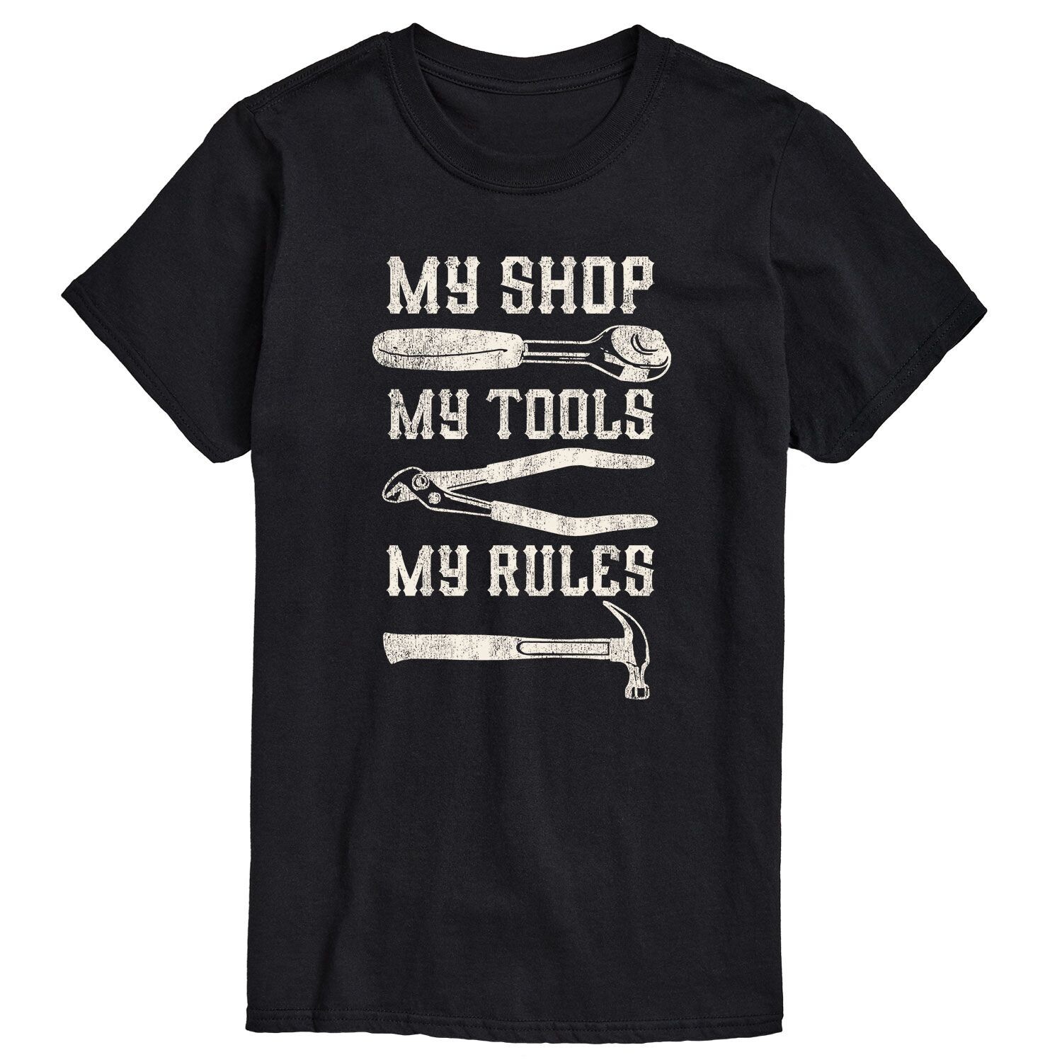 Мужская футболка My Shop My Tools My Rules с рисунком Licensed Character
Мужская футболка My Shop My Tools My Rules с рисунком Licensed Character