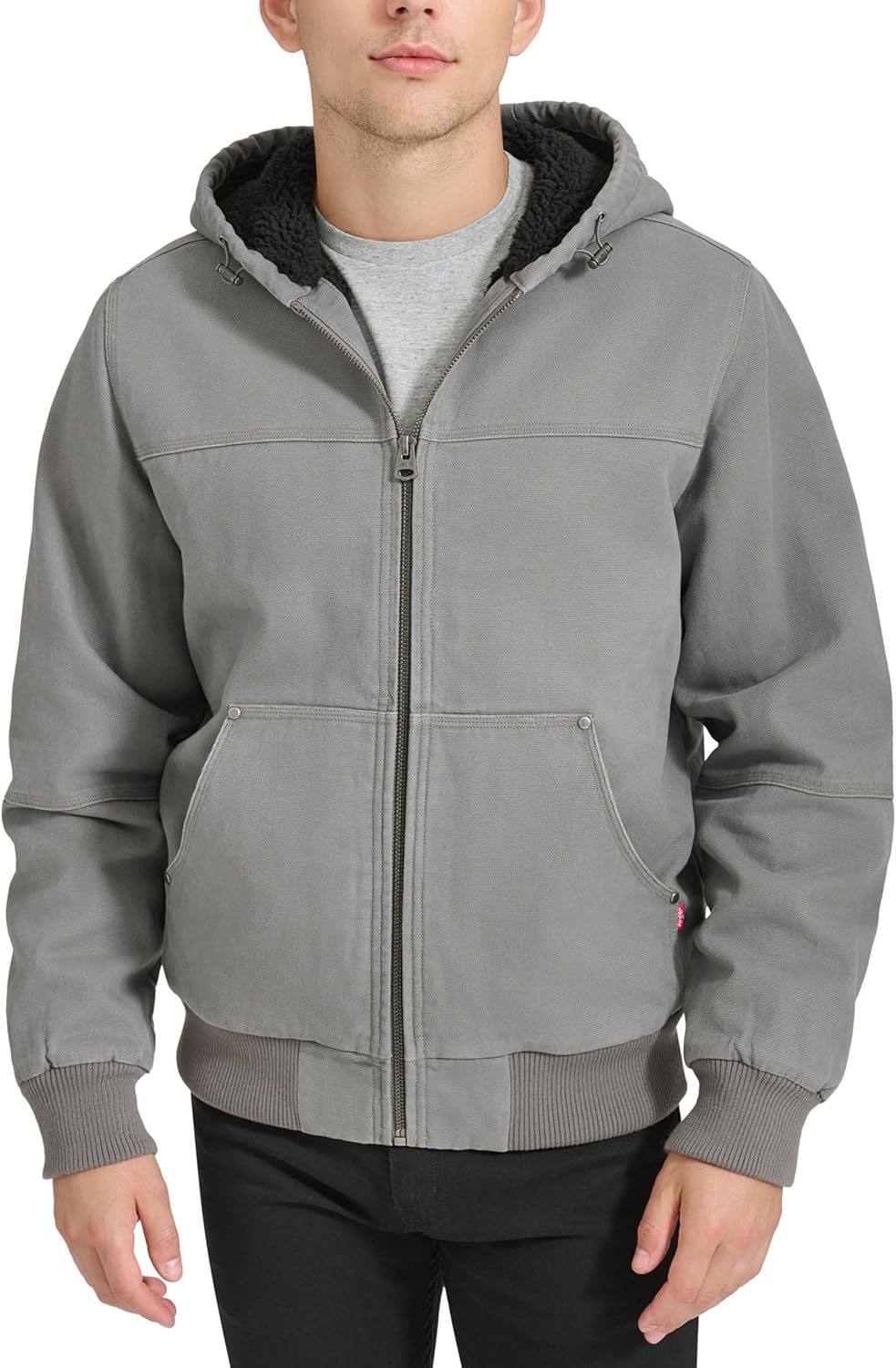 Мужская рабочая куртка-бомбер Levi's из хлопчатобумажной ткани с капюшоном (стандартные размеры, большие и высокие), Grey/Sherpa Lined
Мужская рабочая куртка-бомбер Levi's из хлопчатобумажной ткани с капюшоном (стандартные размеры, большие и высокие), Grey/Sherpa Lined