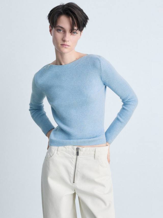 Свитер в рубчик с вырезом лодочкой из брюле Mango, синий
Свитер в рубчик с вырезом лодочкой из брюле Mango, синий