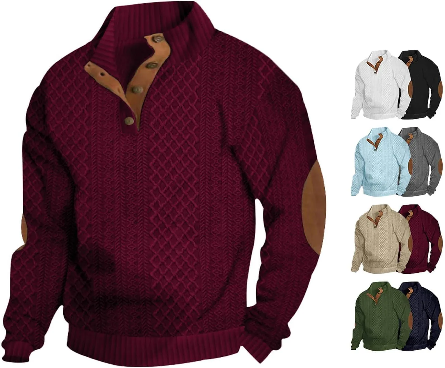 Классический пуловер с высоким воротником, четверть-молния, кашемир, мужской, с налокотниками
Классический пуловер с высоким воротником, четверть-молния, кашемир, мужской, с налокотниками