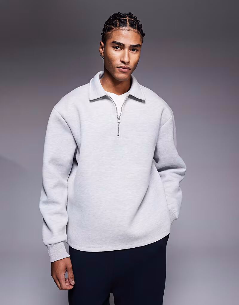 Свободная толстовка с застежкой-молнией на четверть оборота, воротником и фиксированным подолом серого меланжевого цвета Asos Design
Свободная толстовка с застежкой-молнией на четверть оборота, воротником и фиксированным подолом серого меланжевого цвета Asos Design