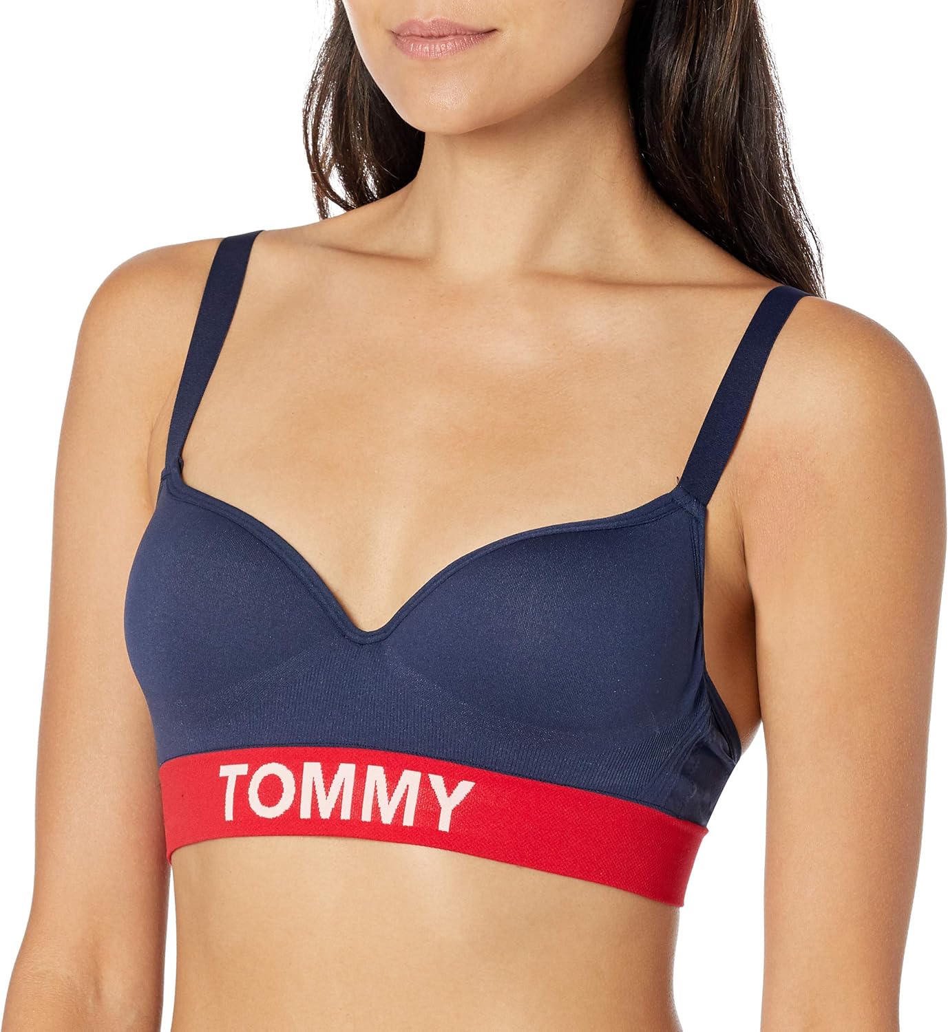 Женский бесшовный бюстгальтер-бралетт Tommy Hilfiger со слегка подкладкой и без косточек, Navy
Женский бесшовный бюстгальтер-бралетт Tommy Hilfiger со слегка подкладкой и без косточек, Navy