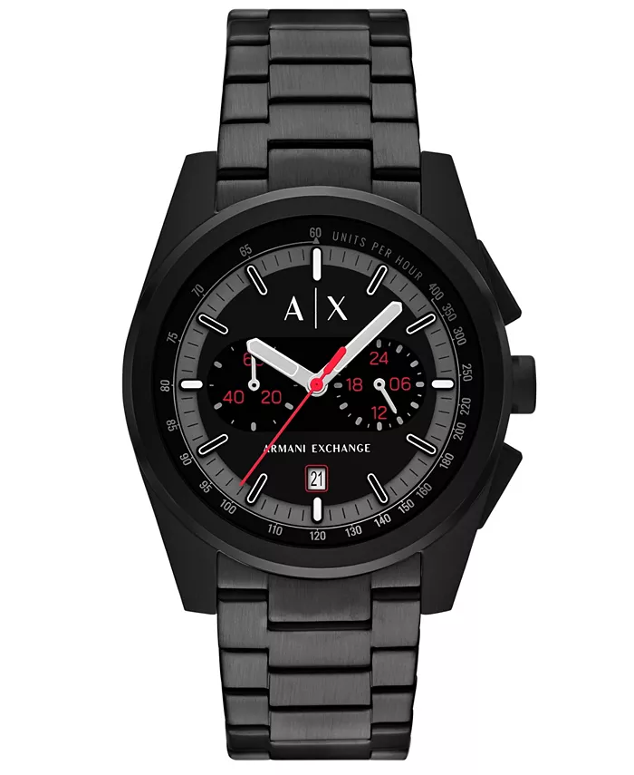 Мужские кварцевые часы-хронограф в черном корпусе из нержавеющей стали, 42 мм A|X Armani Exchange
Мужские кварцевые часы-хронограф в черном корпусе из нержавеющей стали, 42 мм A|X Armani Exchange