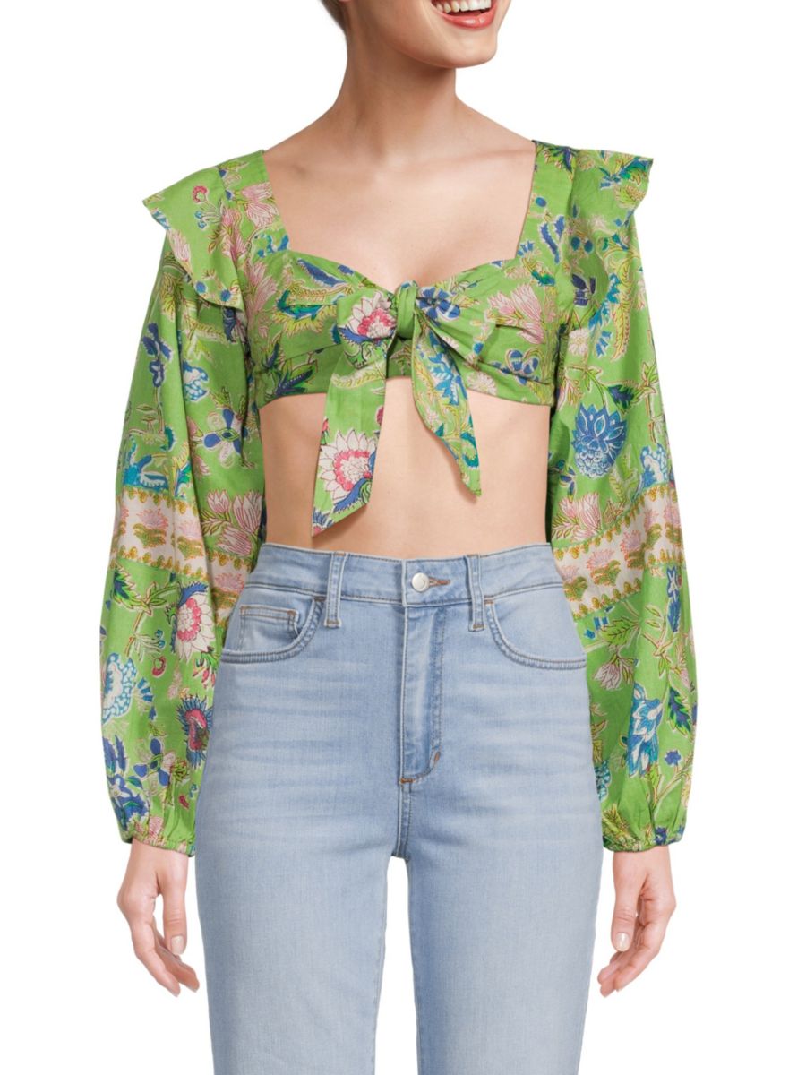 Укороченный топ с цветочным узлом спереди Hemant & Nandita, зеленый
Укороченный топ с цветочным узлом спереди Hemant & Nandita, зеленый