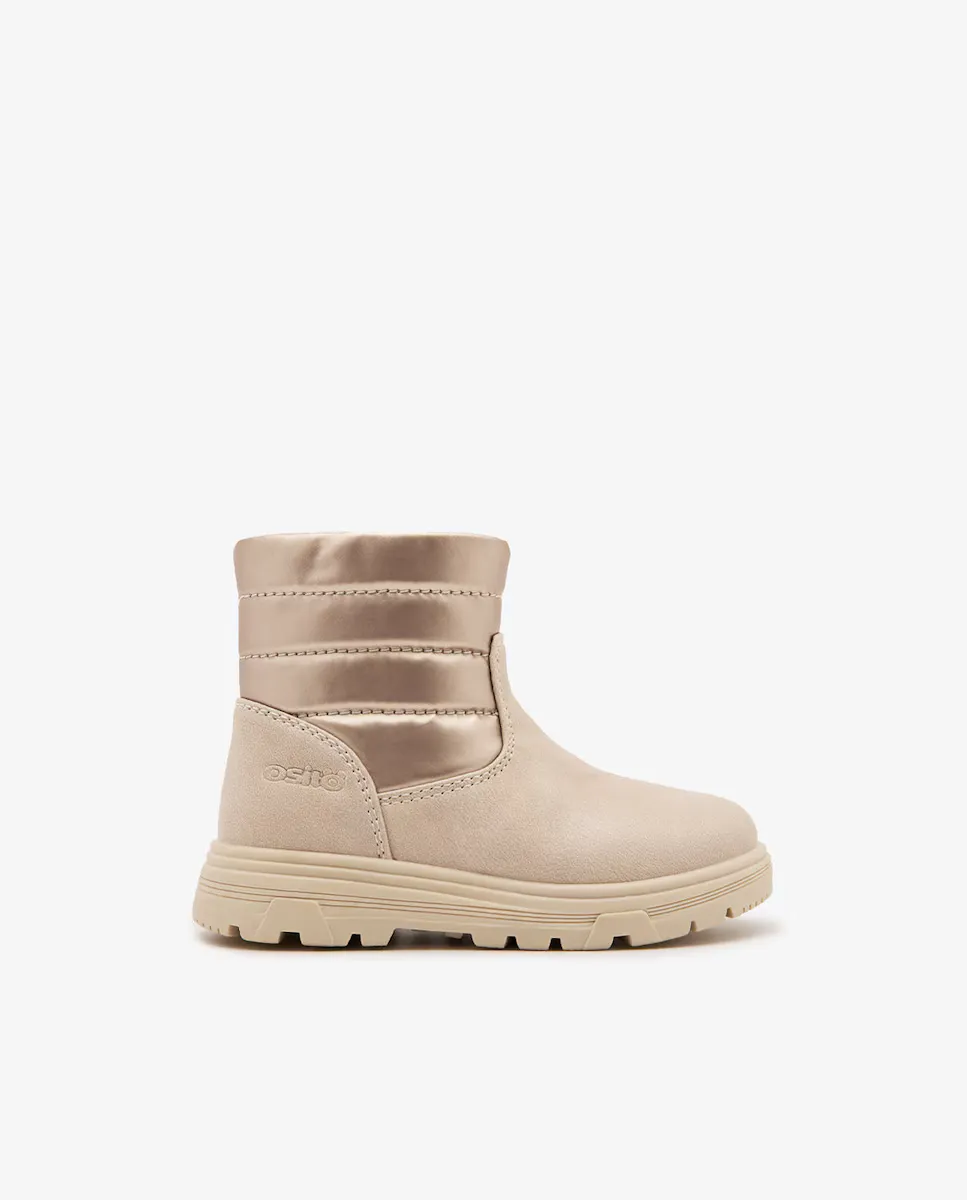 Детские сапожки на меховой подкладке и боковой молнии золотистого цвета Conguitos, золотой