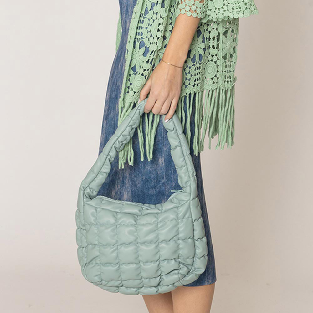 Сумка-облако на плечо из искусственной кожи с стеганой пухлой текстурой FASHNZFAB, мятный
Сумка-облако на плечо из искусственной кожи с стеганой пухлой текстурой FASHNZFAB, мятный