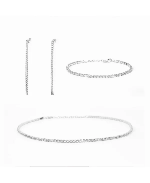 Комплект из теннисного браслета, ожерелья и сережек-капель из стерлингового серебра Bearfruit Jewelry, silver
Комплект из теннисного браслета, ожерелья и сережек-капель из стерлингового серебра Bearfruit Jewelry, silver