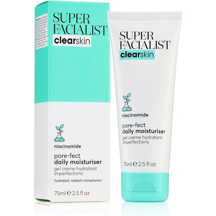 Pore-Fect Daily Moisturiser Hydrate & Control Oil для лечения акне и удаления черных точек с 3% ниацинамида, маслом чайного дерева и пребиотиками, подходит для веганов, 75 мл Super Facialist
Pore-Fect Daily Moisturiser Hydrate & Control Oil для лечения акне и удаления черных точек с 3% ниацинамида, маслом чайного дерева и пребиотиками, подходит для веганов, 75 мл Super Facialist