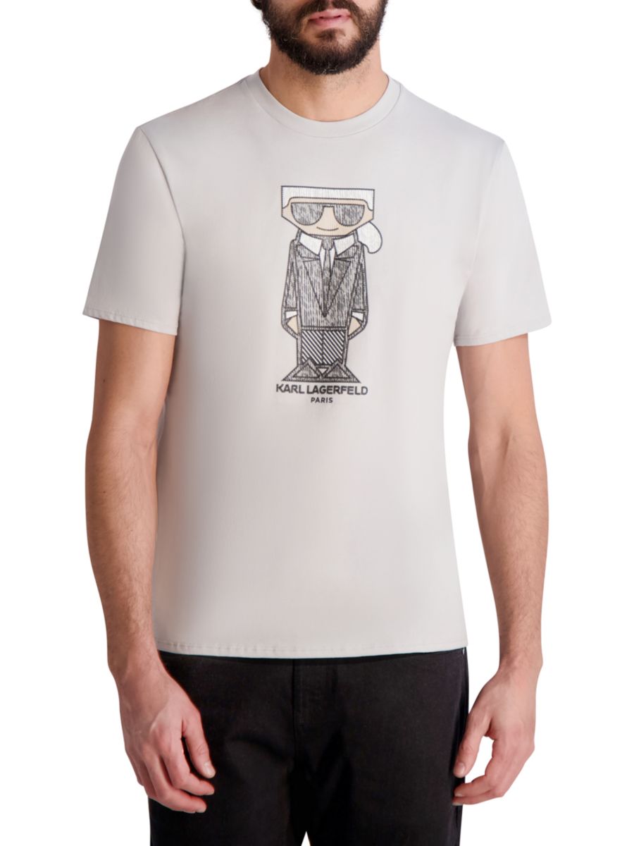 Футболка с вышитым рисунком плоской головы Karl Lagerfeld Paris, серый
Футболка с вышитым рисунком плоской головы Karl Lagerfeld Paris, серый