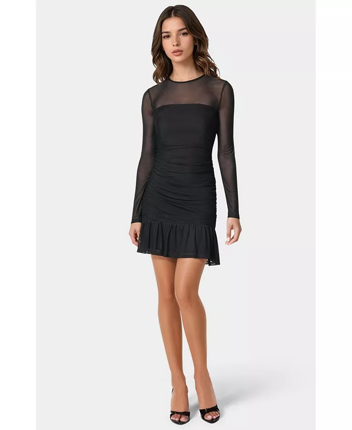 Женское мини-платье с оборками и длинными рукавами из сетки Bebe, черный
Женское мини-платье с оборками и длинными рукавами из сетки Bebe, черный