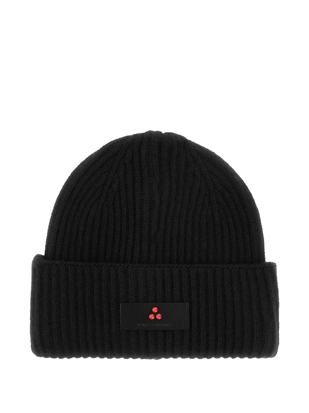 Шапка-бини с логотипом из ребристой ткани Peuterey, черный 
Шапка-бини с логотипом из ребристой ткани Peuterey, черный