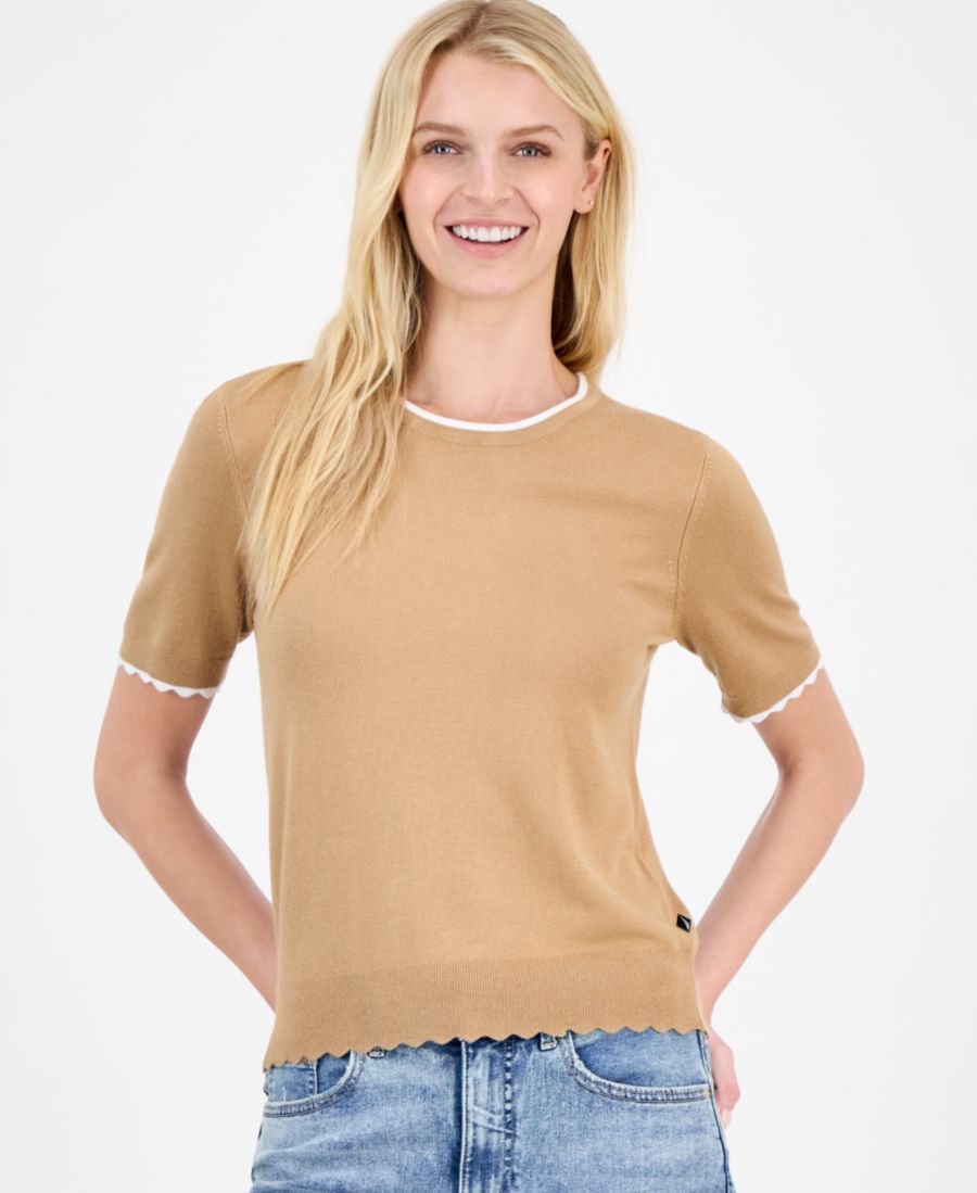 Женский свитер с короткими рукавами и круглым вырезом, отделанный фестончатым краем Nautica Jeans, Tannin/ Bright White
Женский свитер с короткими рукавами и круглым вырезом, отделанный фестончатым краем Nautica Jeans, Tannin/ Bright White